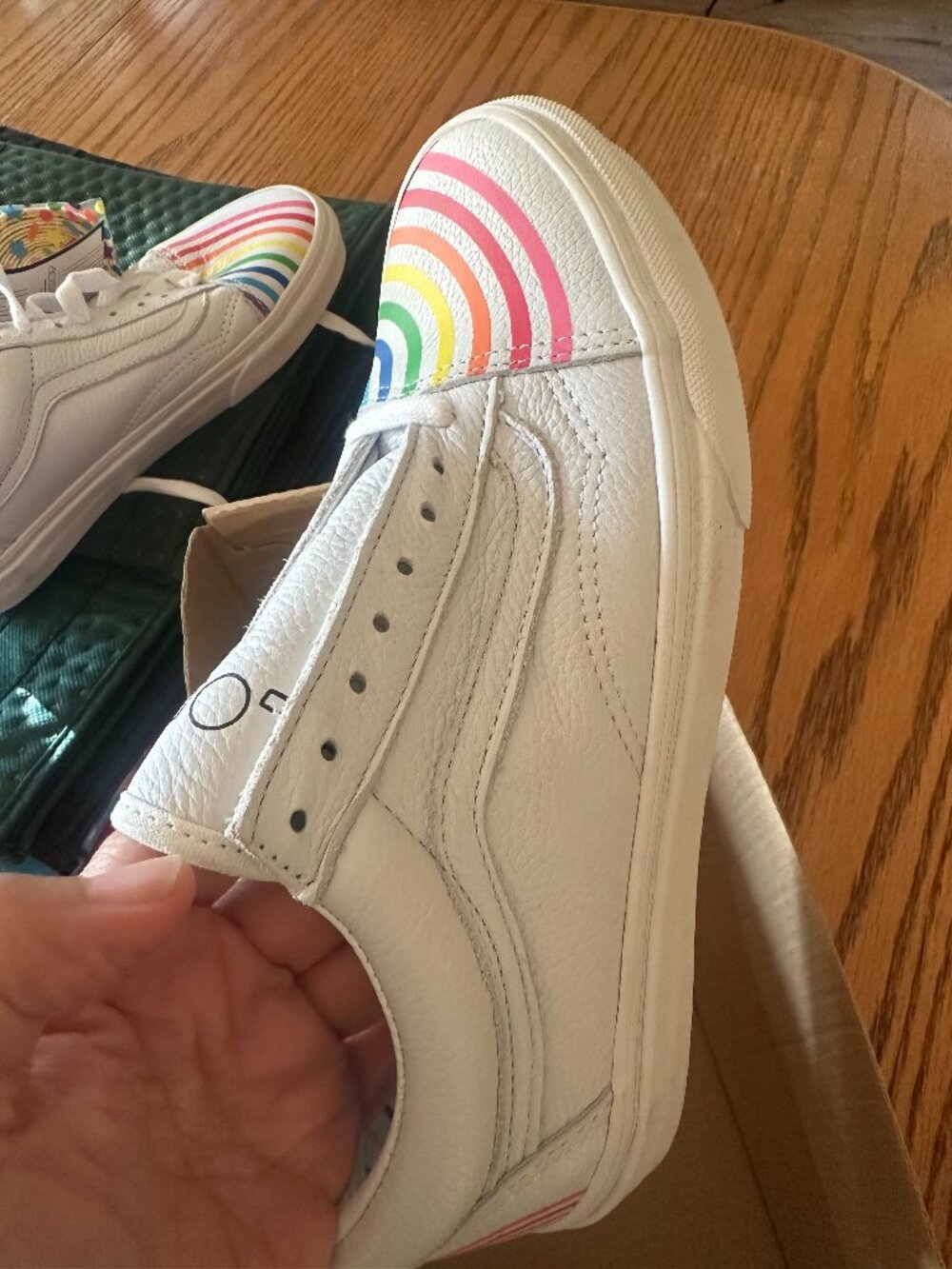 VANS OLD SKOOL FLOUR SHOP RAINBOW WHITE LEATHER SNEAKER SHOES NEW